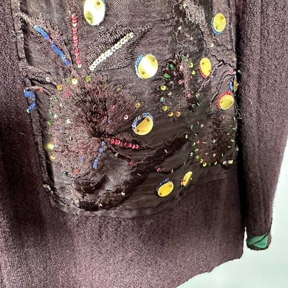 Omega Women Wool Silk Blend Open Front Cardigan Sz 1 Brown Made in Australia - Picture 7 of 12